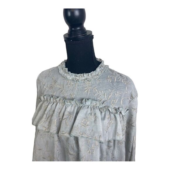 #112 ZARA Basic Cropped Ruffle Front Blouse - Picture 3 of 5